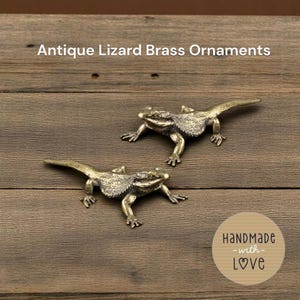 Antique Brass Lizard Figurine | Vintage Copper Tea Pet | Desk Decor | Car Ornament | Old Lizard Statue | Collectible Home Gift