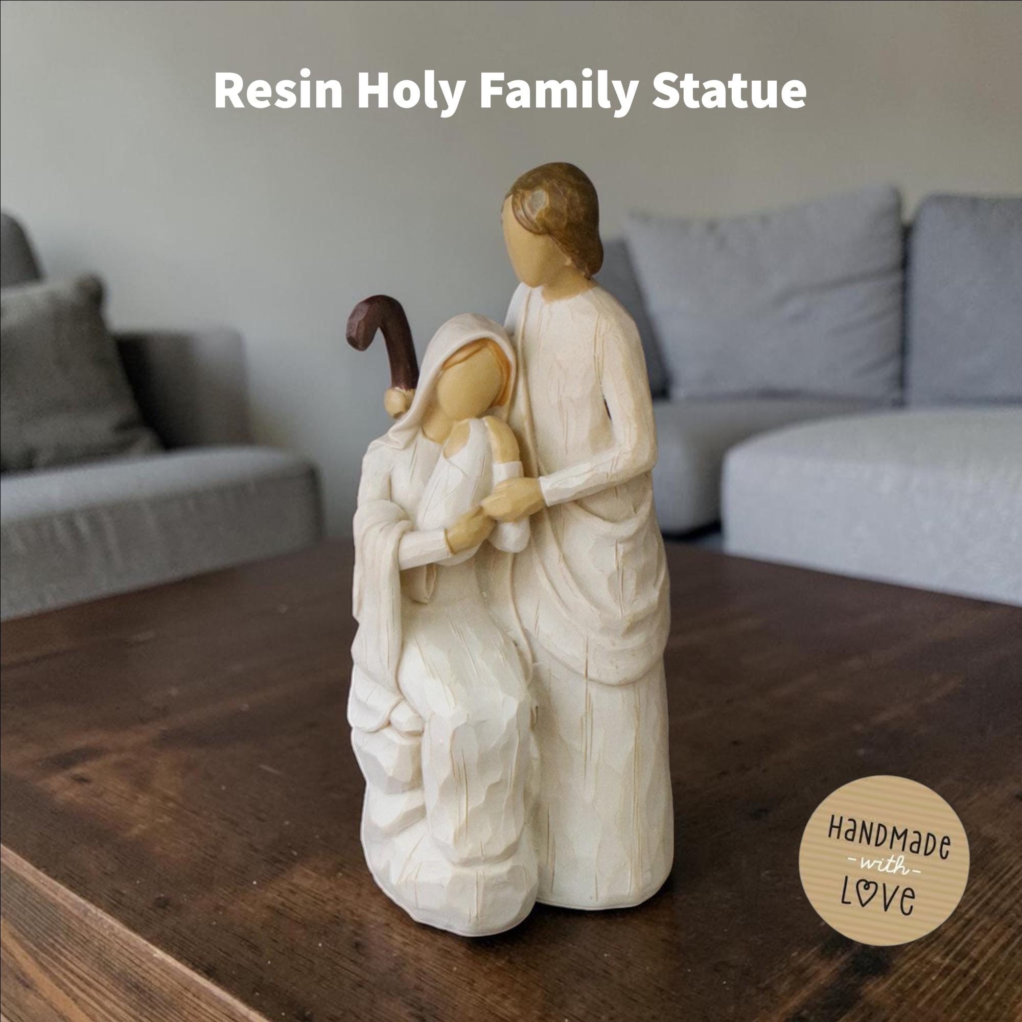 Statua Parete Sacra Famiglia Con Croce - Color Bronzo 23,5 Cm - Manifattura Italica