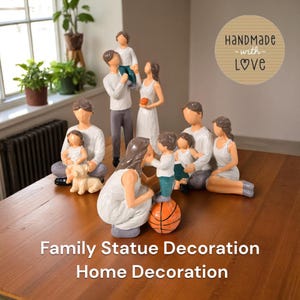 Resin Family Figurine: Minimalist Home Decor, Hand-Painted Sculpture