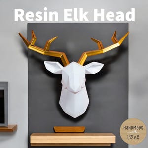 Resin Elk Head Wall Mount – Decorative Deer Head Hook, Animal Shaped Wall Hanger, Rustic Home Decor, Hanging Rack for Keys & Coats