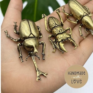 Brass Beetle Tea Pet | Copper Longicorn Sculpture | Vintage Insect Ornament | Antique Metallic Collectible | Unique Desk Decor
