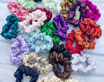 100% Pure Silk Handmade Silk Skinny Scrunchies in Small, Medium, and Large