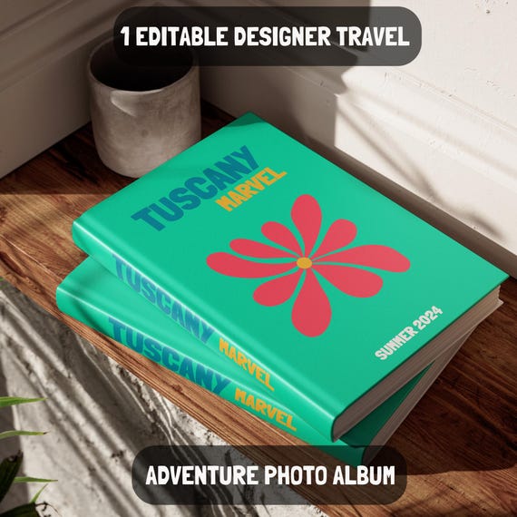 Tuscany Digital Photo Book Template With Map & Customizable Album