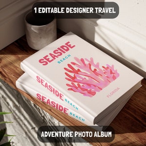 Seaside Beach Florida Ensemble de livres numériques avec modèle d'album photo – Carte côtière et modèle de livre photo inspiré de l'art pour les amateurs de voyage