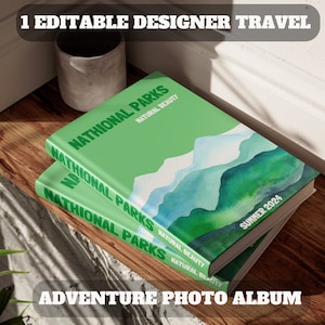 Explora los parques nacionales de EE. UU. - Libro digital con mapa y plantilla de álbum de fotos personalizable - Descargar ahora