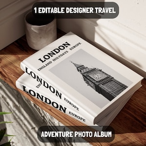 Livre numérique de voyage de Londres - Ensemble de couvertures et carte de livre d'album de voyage - Modèle d'album photo personnalisable à télécharger
