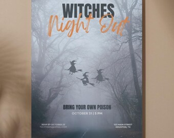 Halloween Party Invitation Template, Witches Night Out, Editable Invitation, Digital Halloween Party Invitation, Spooky Halloween Invite