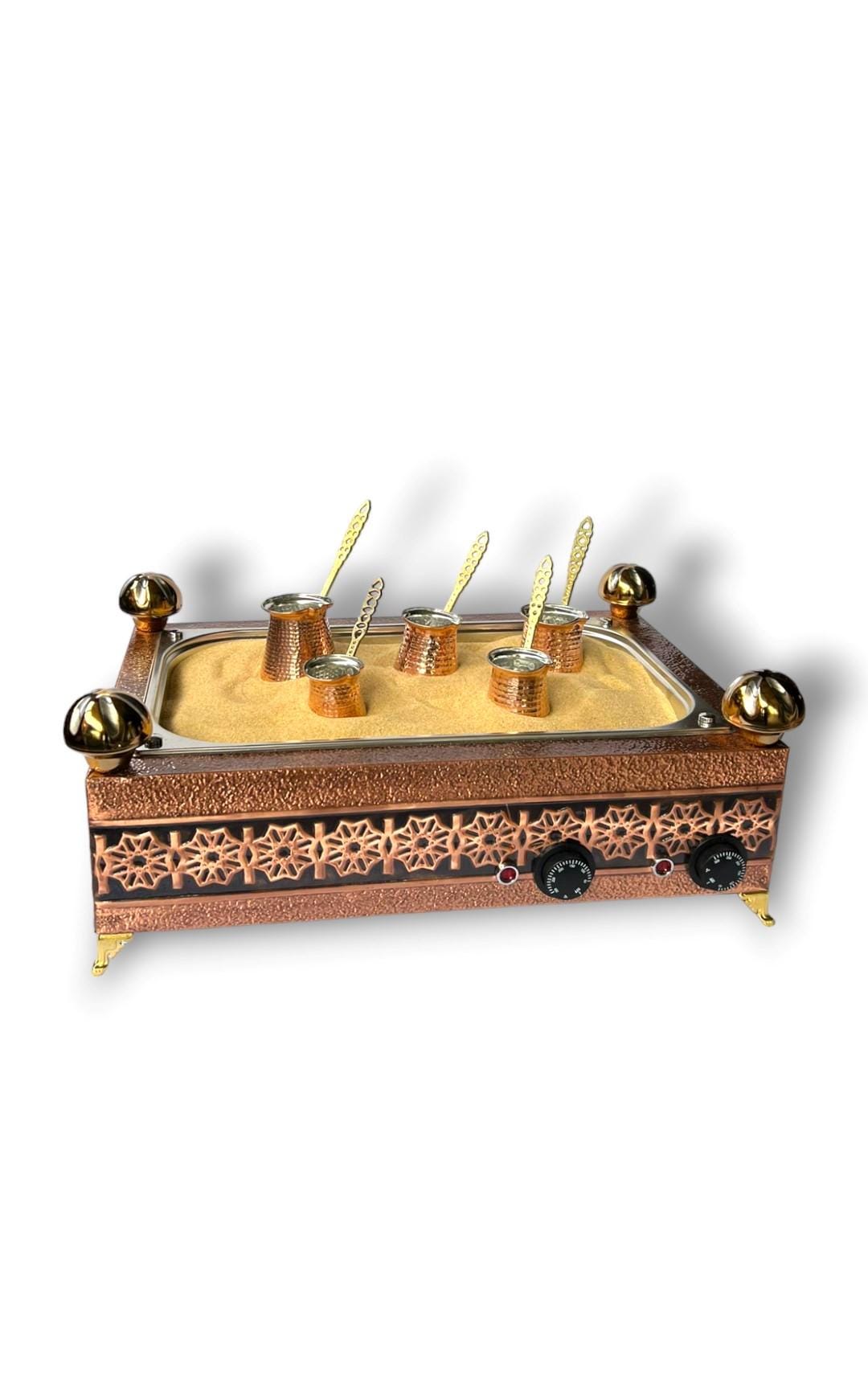 Traditional Copper Turkish Heating Sand Coffee Maker - Electric Hot Sand Coffee Maker, Sand Coffe Machine With 5 pots