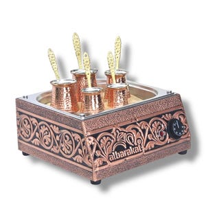 Engraved Red Copper Sand Coffee Maker – Turkish Coffee Machine