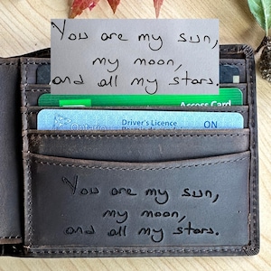 Personalized Leather RFID Men Wallet, Gift for Anniversary, Husband, Boyfriend, Father, Dad, Graduation, Handwriting Engraved Custom Wallet