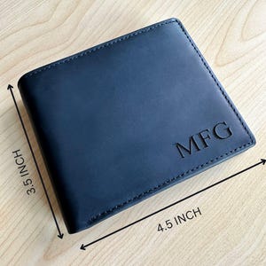 Personalized Leather RFID Men Wallet, Gift for Anniversary, Husband, Boyfriend, Father, Dad, Graduation, Handwriting Engraved Custom Wallet