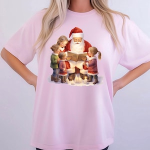 Watercolor Santa Christmas Comfort Colors, Vintage Santa T-shirt, Retro Christmas Santa, Holiday Clothing Women, Christmas T-shirt for Woman
