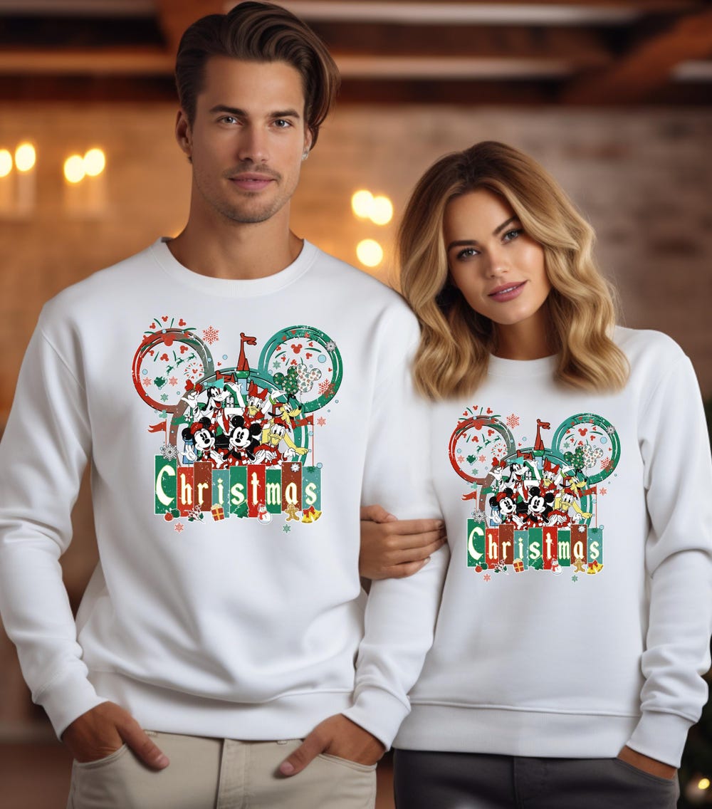Christmas Mouse And Friends Sweatshirt, Mickey Mouse Sweatshirt, Magic Kingdom Sweatshirt, Mickey Christmas, Family Christmas Sweatshirts