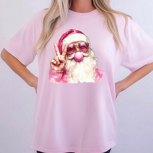Funny Pink Santa Comfort Colors,Santa Bubble Gum Shirt,Pink Santa Retro Christmas Tshirt,Santa Merry Christmas Tee,Christmas Shirt for Women
