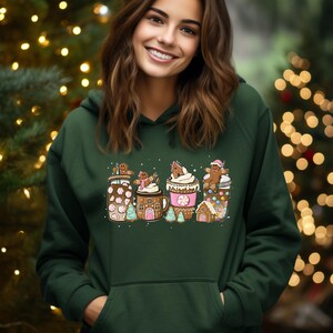 Gingerbread Christmas Coffee Hoodie, Christmas coffee Hoodie, Women Holiday Hoodie, Xmas Tee, Coffee Lover Gift, Latte Drink Crewneck