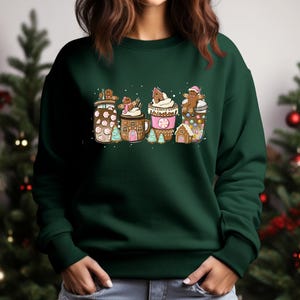 Gingerbread Christmas Coffee Sweatshirt, Christmas coffee Sweatshirt, Women Holiday Sweatshirt, Xmas Tee, Coffee Lover Gift, Latte Drink