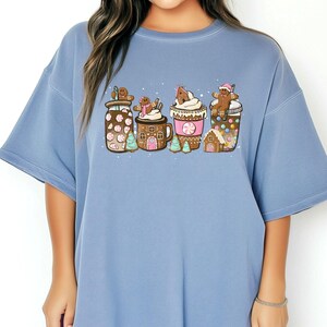Gingerbread Christmas Coffee Comfort Colors Shirt, Christmas coffee Shirt, Women Holiday Shirt, Xmas Tee, Coffee Lover Gift, Latte Drink