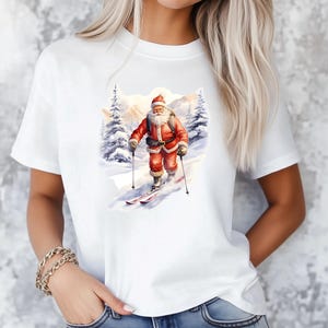 Watercolor Santa Christmas Comfort Colors, Vintage Santa T-shirt, Retro Christmas Santa, Holiday Clothing Women, Christmas T-shirt for Woman