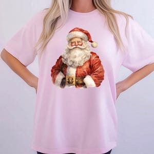Watercolor Santa Christmas Comfort Colors, Vintage Santa T-shirt, Retro Christmas Santa, Holiday Clothing Women, Christmas T-shirt for Woman