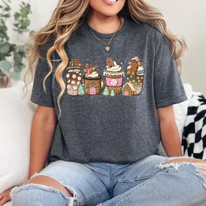 Gingerbread Christmas Coffee Shirt, Christmas coffee Shirt, Women Holiday Shirt, Xmas Tee, Coffee Lover Gift, Latte Drink Crewneck