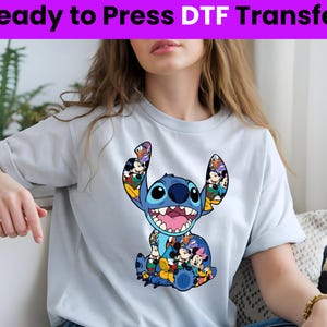Transferencia DTF de Stitch y Mickey, Impresión DTF de Disney Stitch, Mickey DTF, Stitch listo para imprimir, Transferencia de vacaciones familiares de Disney