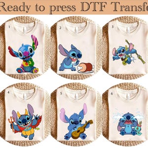 Transferencia DTF de Stitch y Lilo, imagen de orejas de Mickey de Stitch lista para imprimir, Ohana Stitch lista para imprimir, transferencia, transferencia DTF de Disney