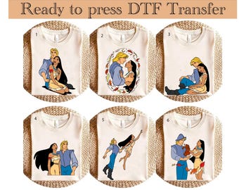 Transferencia retro de Disney Pocahontas y el Príncipe DTF