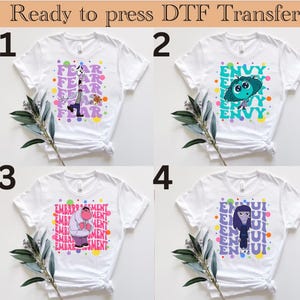 Transfert DTF Inside Out 2, Personnage personnalisé à l'envers 2 DTF, DTF personnages à l'envers, Transfert de visages à l'envers, Dessin animé émotions amis
