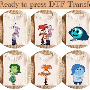 Inside Out 2 DTF Transfer, Custom Character Inside Out 2 DTF, Inside Out Characters DTF, Inside Out Faces Transfer, Cartoon Emotions Friends