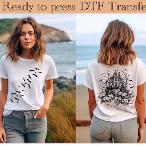 Vintage Halloween DTF Transfer,Halloween Szene DTF,Halloween Fledermäuse Dtf,Spooky Season Dtf,Retro Halloween,Halloween Kürbis DTF,Kleber fertig zum Pressen