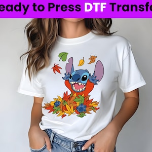 Transferencia de impresión DTF de Stitch y Lilo de Disney, Transferencia DTF de imagen de orejas de Mickey de Stitch, Stitch Ohana listo para imprimir, Transferencia DTF de Disney