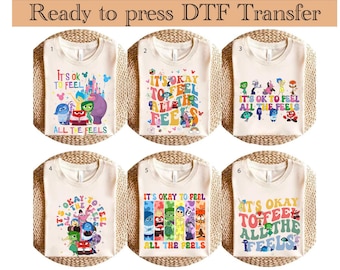 It&#39;s Okay To Feel All The Feels DTF Transfer,Disney Inside Out Movie DTF,Comfort Colors,Mental Health Shirt,Inclusion DTF,Speech Therapy1574