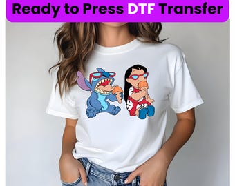 Transferencia de impresión Stitch & Lilo DTF: Orejas de Mickey Ohana Transferencia de calor
