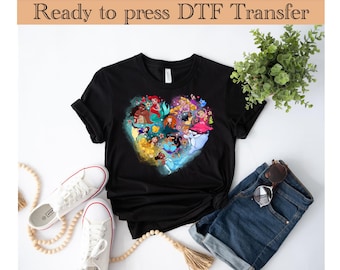 ディズニープリンセスハートDTF転写シート、すぐに印刷可能