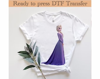 DTF-overdracht van Disney-prinsessen Elsa-personage, DTF-overdracht Disneyworld Princess, DTF Disney-prinsessen, klaar om te drukken, DTF Disney Princess,
