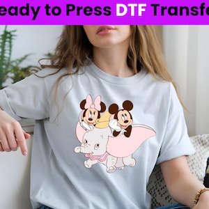 Disney Dumbo Mickey and Minnie DTF Print Transfer,Disney Baby Elephant Ready to Press, Dumbo Elephant DTF,Disney Dumbo ,Disney Baby Elephant