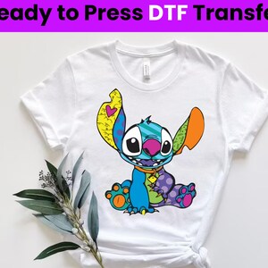Transferencia de impresión DTF de Stitch y Lilo de Disney, Stitch Mickey Earster listo para prensar, Stitch Ohana listo para prensar, Transferencia de calor de Stitch, Disney DTF