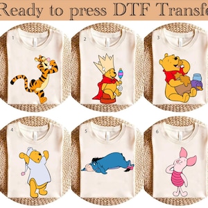 Winnie The Pooh DTF Transfer, Disney pooh and friends Ready To Press, Pooh Bear Transfer, Hunny Heat Transfer, Disneyland Birthday  Trip DTF