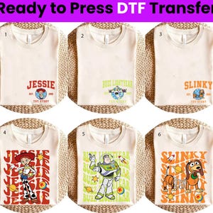 Toy Story Characters DTF Print Transfer, Buzz, Woody, Jessie