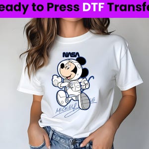 Disney Mickey NASA DTF Print Transfer,Mickey Mouse Astronaut Ready to Press,Out Of This World Mickey dtf,Mickey Mouse Space Mountain dtf