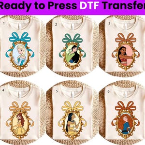 Princesses Coquette DTF Print Transfer, Disney Princesses DTF Transfer,Princess Watercolor Heat Transfer,Disneyland Family Trip Birthday DTF