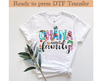 Ohana significa familia, camiseta hawaiana con flores, divertida camiseta de vacaciones