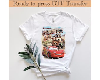 Maglietta Saetta McQueen Disneyland, viaggio in famiglia a tema Cars, trasferimento DTF