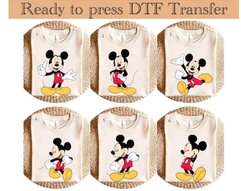 Trasferimento DTF di Topolino, maglietta Disney Family Vacation, Minnie Mouse dtf, Paperina dtf, maglietta Goofy Dog, maglietta Pluto Dog, pronta per la stampa,
