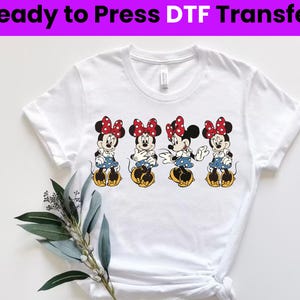 ミニーマウスボウDTF転写、水彩ミニーマウスDTF、マジックキングダムDTFデザイン、ミニーマウスR、かわいいミニー、DTF転写、すぐに押せる