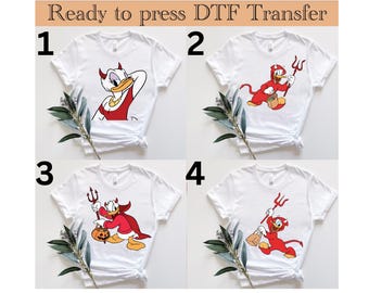 Kaczor Donald i diabeł – Halloweenowy transfer DTF – gotowy do druku