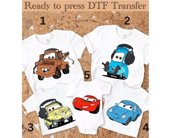 Disney Cars DTF-overdracht, McQueen and Friends, klaar om te drukken