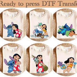 6  dtf  Stitch Lilo Floral DTF Transfer , Cartoon  DTF, Summer Vibes DTF, Stitch Summer Shirt Design, Ready to Press