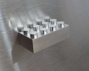 Aluminum Metal Brick Magnet - Master Builder Inspired - Gift Idea for Kids - Stocking Stuffer - Gift for coworker
