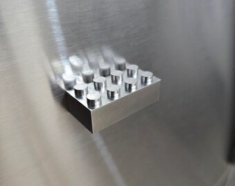 Aluminum Metal Brick Magnet: Mini Figure Display